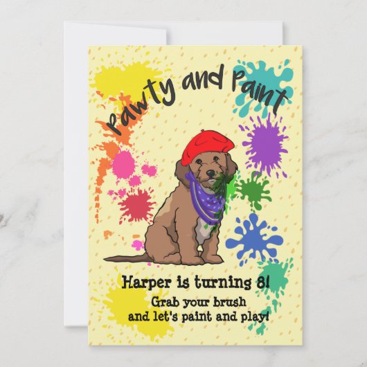 Cockapoo Dog Fun Art Verjaardagsfeest Uitnodiging (Voorkant)