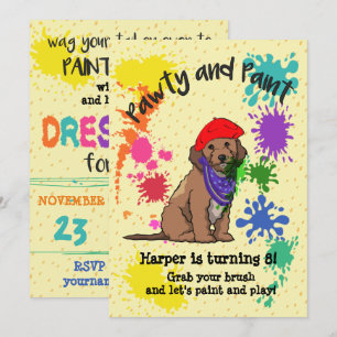 Cockapoo Dog Fun Art Verjaardagsfeest Uitnodiging
