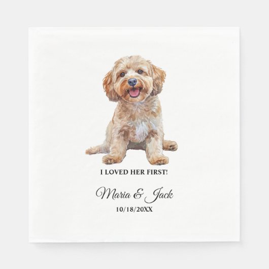 Cockapoo Dog Ik hield van haar eerste huwelijk Servet (Voorkant)