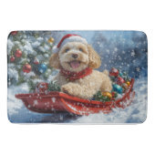 Cockapoo Dog in Sledge Laat het Sneeuw Kerstmis Badmat (Voorkant)