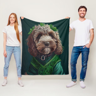 Cockapoo Dog in St. Patrick's Day Dress Fleece Deken