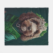 Cockapoo Dog in St. Patrick's Day Dress Fleece Deken (Voorkant (Horizontaal))
