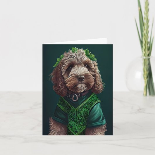 Cockapoo Dog in St. Patrick's Day Dress Kaart (Voorkant)