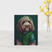 Cockapoo Dog in St. Patrick's Day Dress Kaart (Gele Bloem)