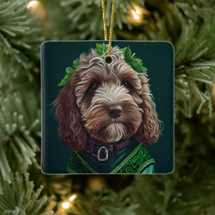Cockapoo Dog in St. Patrick's Day Dress Keramisch Ornament