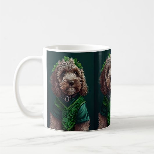Cockapoo Dog in St. Patrick's Day Dress Koffiemok (Links)
