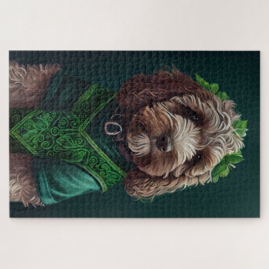 Cockapoo Dog in St. Patrick's Day Dress Legpuzzel (Horizontaal)