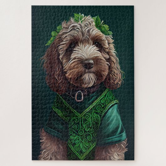 Cockapoo Dog in St. Patrick's Day Dress Legpuzzel (Verticaal)