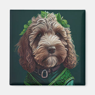 Cockapoo Dog in St. Patrick's Day Dress Magneet