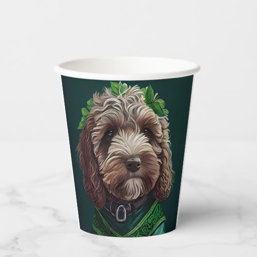Cockapoo Dog in St. Patrick's Day Dress Papieren Bekers (Voorkant)