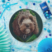 Cockapoo Dog in St. Patrick's Day Dress Papieren Bordje (Feest)