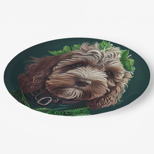 Cockapoo Dog in St. Patrick's Day Dress Papieren Bordje (Gekanteld)