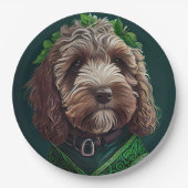 Cockapoo Dog in St. Patrick's Day Dress Papieren Bordje (Voorkant)