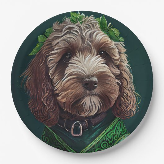 Cockapoo Dog in St. Patrick's Day Dress Papieren Bordje (Voorkant)