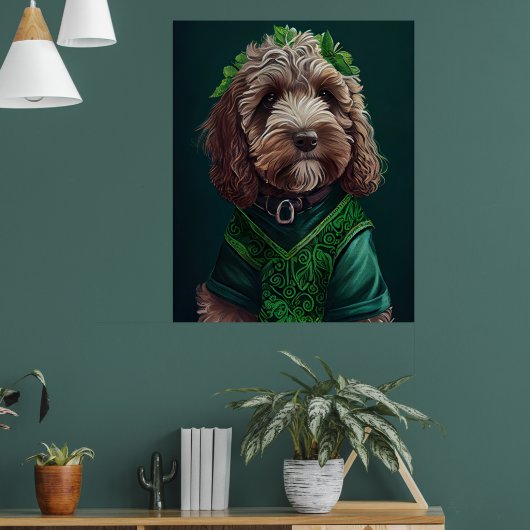 Cockapoo Dog in St. Patrick's Day Dress Poster (Woonkamer 1)