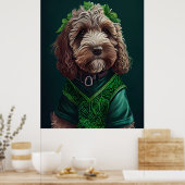 Cockapoo Dog in St. Patrick's Day Dress Poster (Keuken)