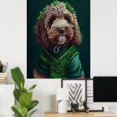 Cockapoo Dog in St. Patrick's Day Dress Poster (Thuiskantoor)