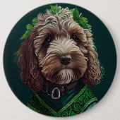 Cockapoo Dog in St. Patrick's Day Dress Ronde Button 6,0 Cm (Voorkant)