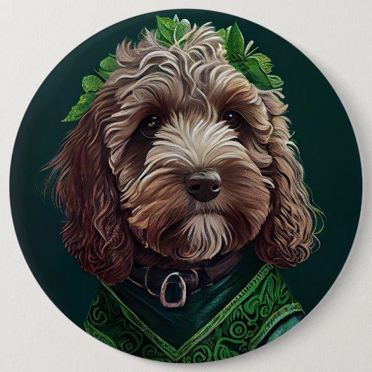 Cockapoo Dog in St. Patrick's Day Dress Ronde Button 6,0 Cm (Voorkant)