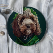 Cockapoo Dog in St. Patrick's Day Dress Ronde Button 6,0 Cm (In situ)