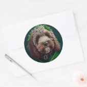 Cockapoo Dog in St. Patrick's Day Dress Ronde Sticker (Envelop)