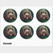 Cockapoo Dog in St. Patrick's Day Dress Ronde Sticker (Vel)