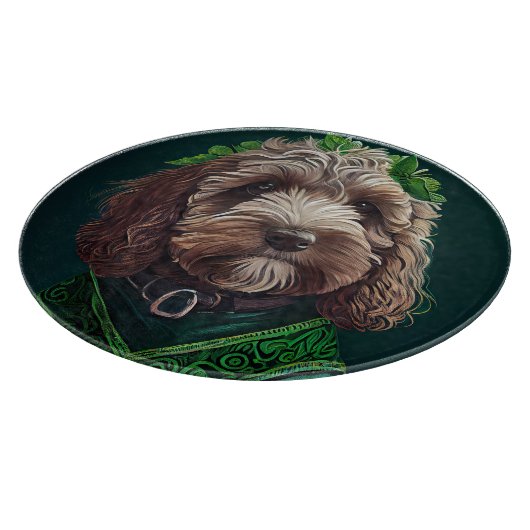 Cockapoo Dog in St. Patrick's Day Dress Snijplank (Hoek)