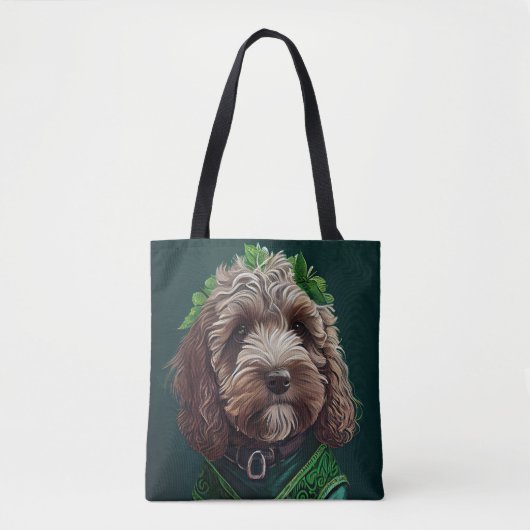 Cockapoo Dog in St. Patrick's Day Dress Tote Bag (Voorkant)
