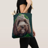 Cockapoo Dog in St. Patrick's Day Dress Tote Bag (Dichtbij)