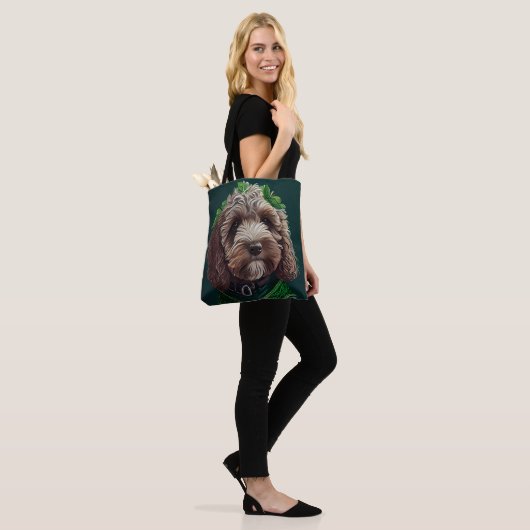 Cockapoo Dog in St. Patrick's Day Dress Tote Bag (Op model)