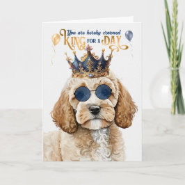 Cockapoo Dog King voor Dag Grappige Verjaardag Kaart
