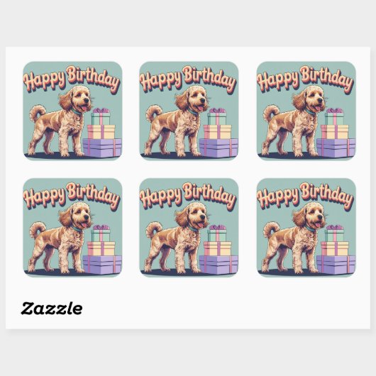 Cockapoo Dog Kleurrijk Vierkante Sticker (Vel)