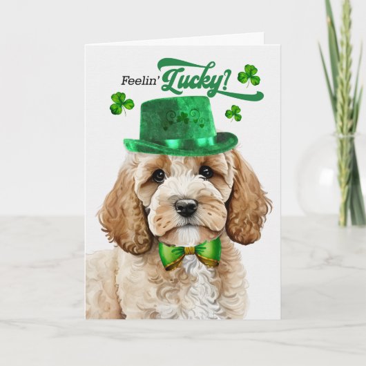Cockapoo Dog Lucky St Patrick's Day Feestdagen Kaart (Voorkant)