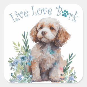 Cockapoo Dog Mom Floral Vierkante Sticker