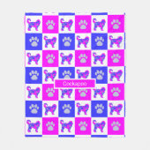 Cockapoo Dog & Paw Hot Pink en Blue Fleece Deken (Voorkant)