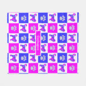 Cockapoo Dog & Paw Hot Pink en Blue Fleece Deken (Voorkant (Horizontaal))