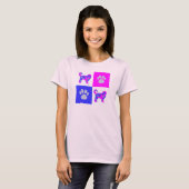 Cockapoo Dog & Paw Pink en Blue T-shirt (Voorkant volledig)