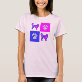 Cockapoo Dog & Paw Pink en Blue T-shirt