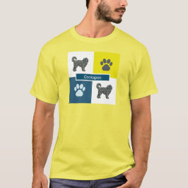 Cockapoo Dog & Paw Y&B Grid Square T-shirt