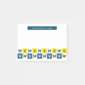 Cockapoo Dog & Paw Yellow & Blue Grids Post-it® Notes (Voorkant)