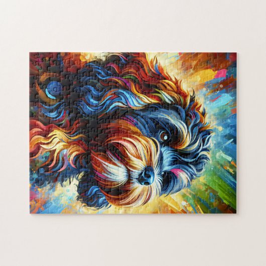 Cockapoo Dog Portrait Acryl Art Print Hondenliefhe Legpuzzel (Horizontaal)