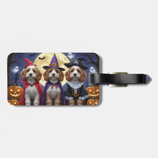 Cockapoo Dog Pumpkin Halloween Grappig Bagagelabel (Achterkant horizontaal)