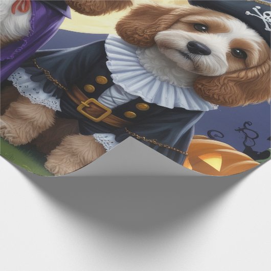 Cockapoo Dog Pumpkin Halloween Grappig Cadeaupapier (Hoek)