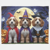 Cockapoo Dog Pumpkin Halloween Grappig Fleece Deken (Voorkant (Horizontaal))