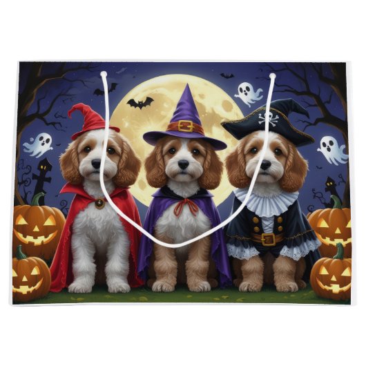 Cockapoo Dog Pumpkin Halloween Grappig Groot Cadeauzakje (Voorkant)
