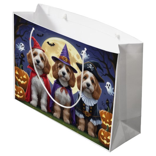 Cockapoo Dog Pumpkin Halloween Grappig Groot Cadeauzakje (Achterkant Gekanteld)