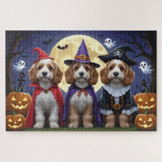 Cockapoo Dog Pumpkin Halloween Grappig Legpuzzel (Horizontaal)