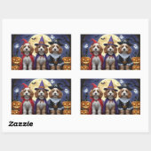 Cockapoo Dog Pumpkin Halloween Grappig Rechthoekige Sticker (Vel)