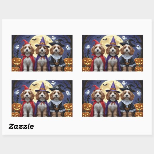 Cockapoo Dog Pumpkin Halloween Grappig Rechthoekige Sticker (Vel)
