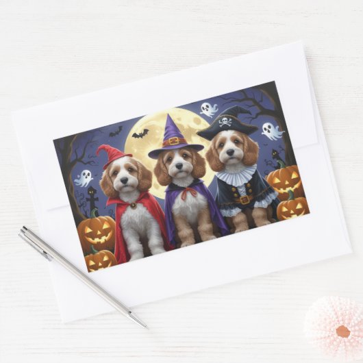Cockapoo Dog Pumpkin Halloween Grappig Rechthoekige Sticker (Envelop)